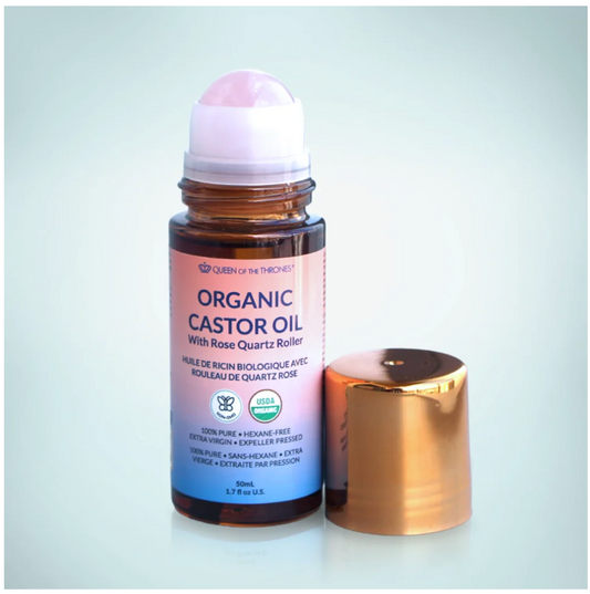 Organic Golden Castor Oil Roll-On with Rose Quartz 50mL