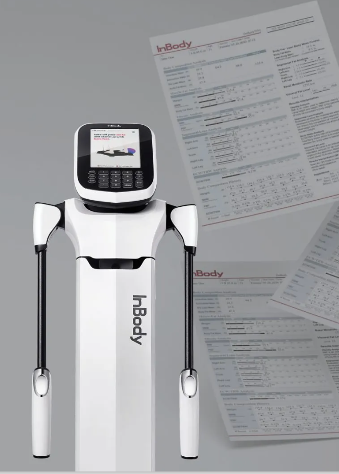 InBody Body Composition Check (detailed fat, muscle, water report) & InGrip grip strength test