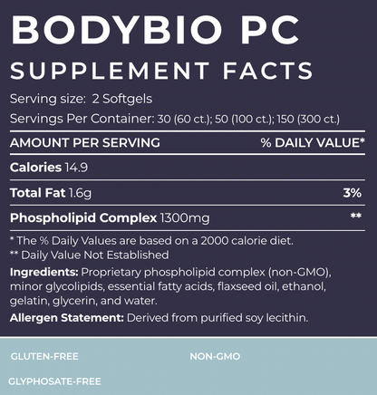 BodyBio PC (Phosphatidylcholine) 60 Softgels