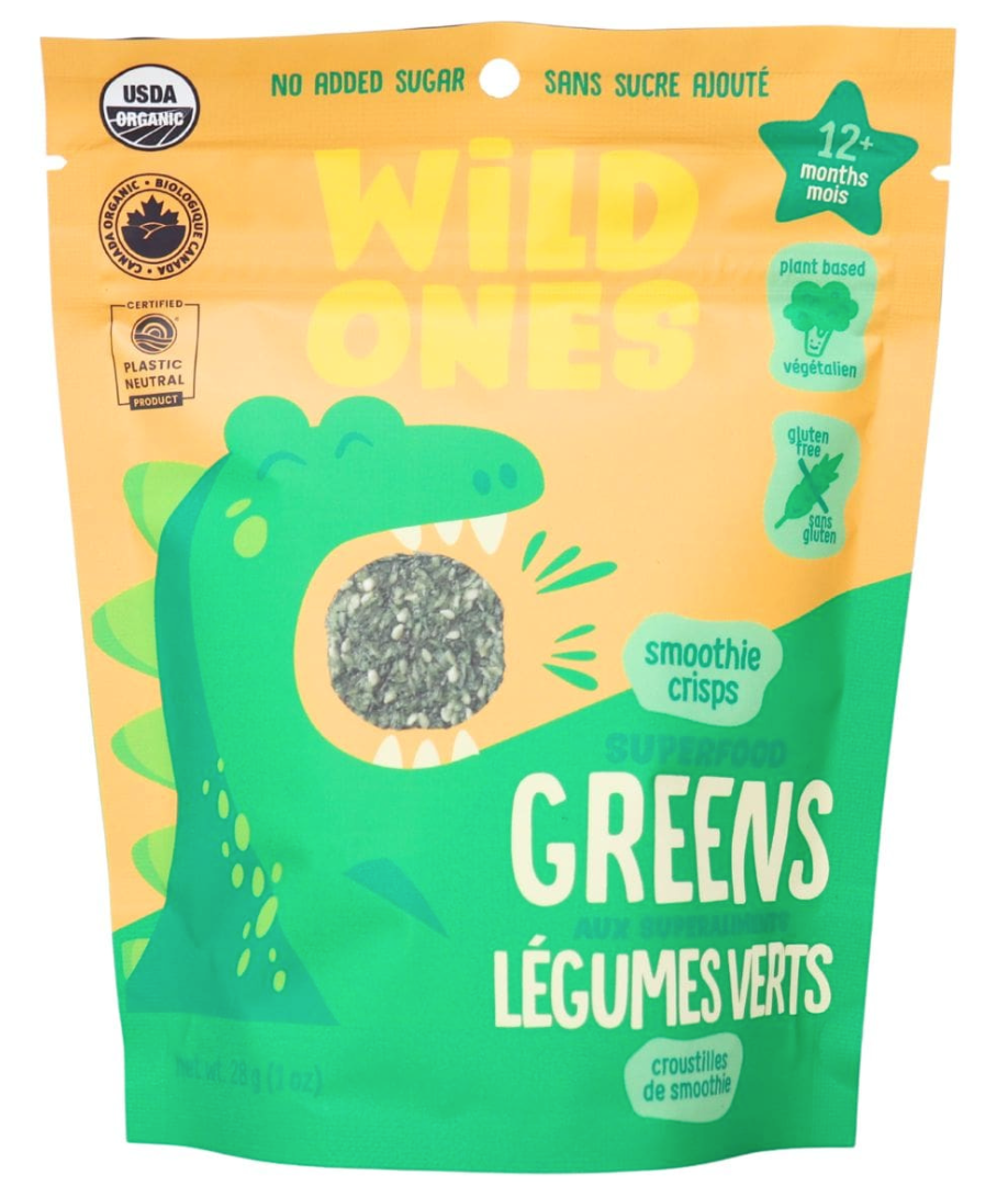 WILD ONES Superfood Greens Smoothie Crisps 28g bag (12+ month/mois)