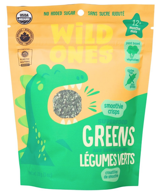 WILD ONES Superfood Greens Smoothie Crisps 28g bag (12+ month/mois)