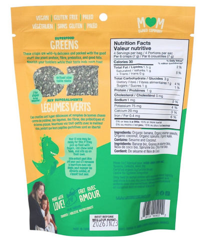 WILD ONES Superfood Greens Smoothie Crisps 28g bag (12+ month/mois)