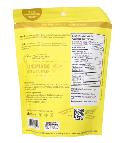 NUD FUD Chocolate Covered Bananas 100g